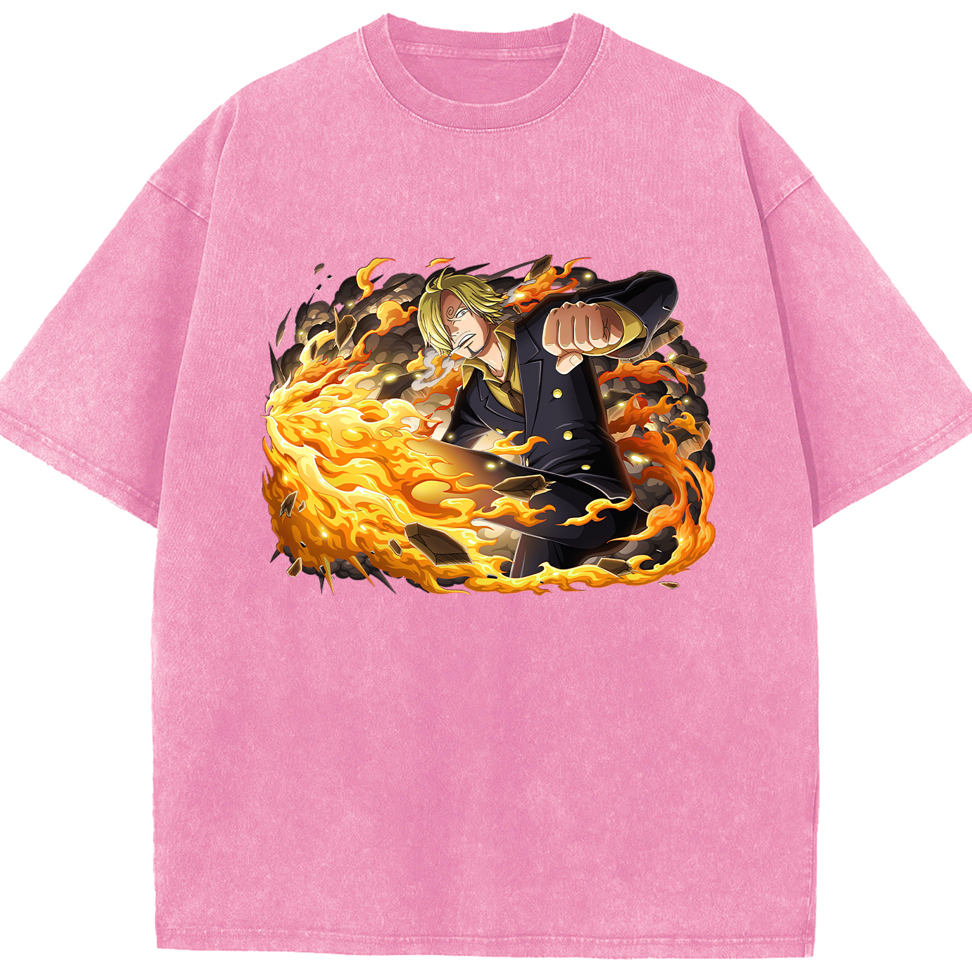（画像用） ワンピース サンジ ONE PIECE Sanji 綿100% ヴィンテージ風 半袖Tシャツ（フロントプリント）